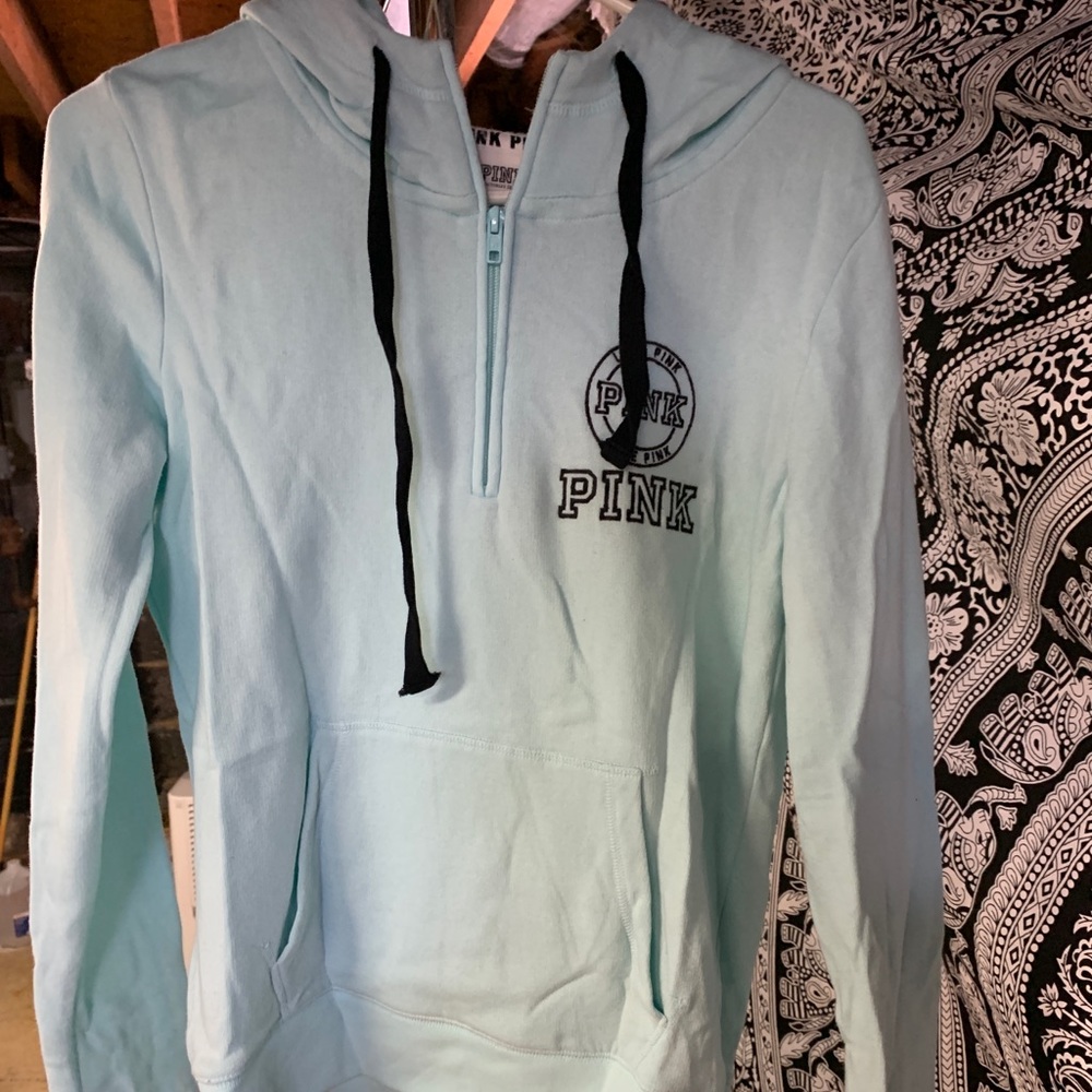 VS PINK 3/4 ZIP HOODED SWEATSHIRT